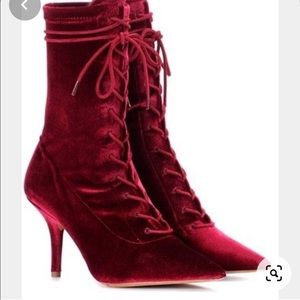 Yeezy Red Velvet Lace Up Heels